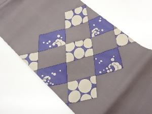 塩瀬菱に荒波・水玉模様織出し名古屋帯